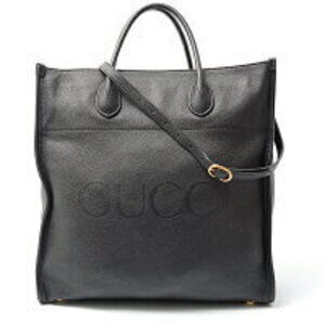 Gucci bag logo tote shoulder black leather